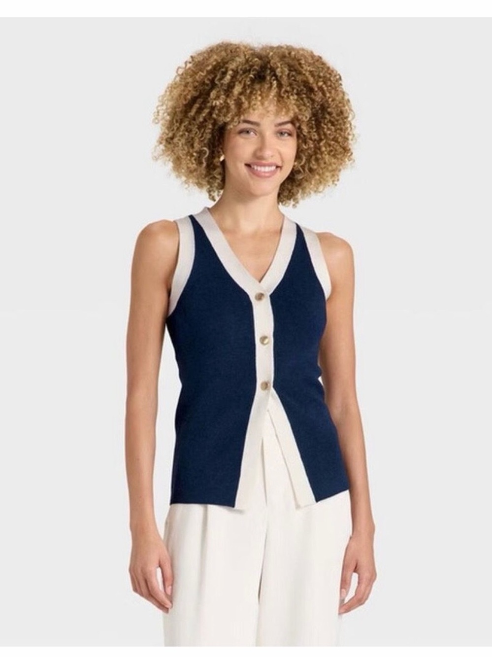 A new day sweater vest with buttons